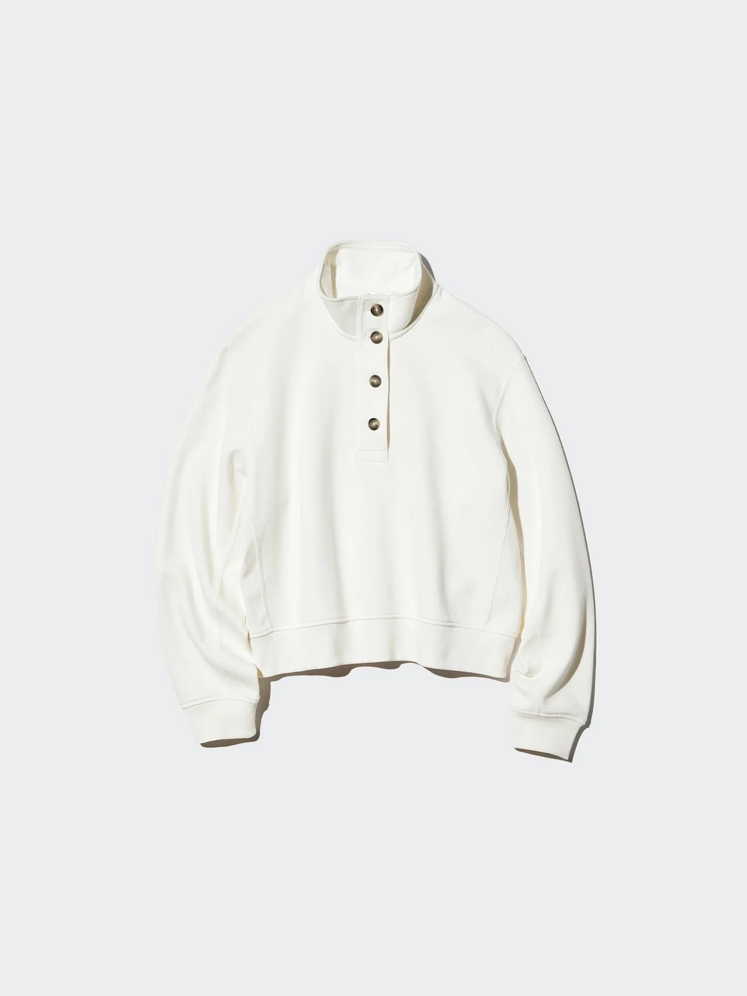 Свитшот на половину пуговиц с воротником-стойкой
